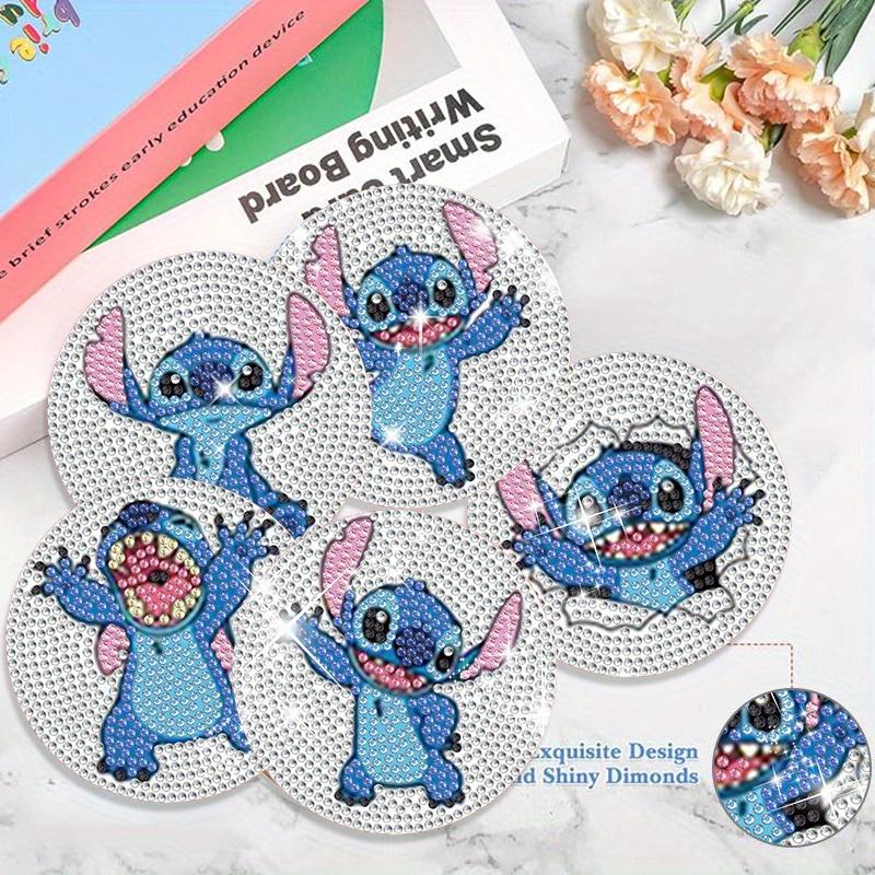 8 buc/seturi Seria Stitch Coșuri de pahar Pictură cu Diamante DIY Coșuri de pahar Artă cu Diamante 5D Coșuri de pahar Rotunde Acrilice