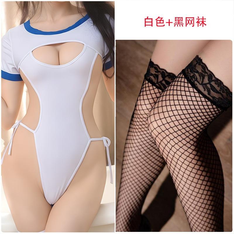 Night concubine erotic underwear sexy open-file hidden button onesie female seduction flirting student clothing dead library water passion pajamas