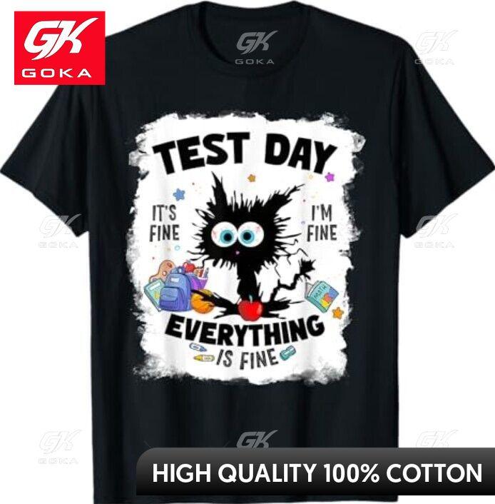 

Test Day Funny Stressed Cat Teacher Student Graphic T Shirts Unisexs Clothing New in Tops Tees Cotton Women Funny Summer Tshrits S