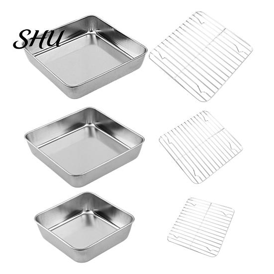 Roasting Pans Anti-deformed Baking Pan Unbreakable Stainless Steel Smooth Cookie Sheet Edges Square Food Plate Household Supplies