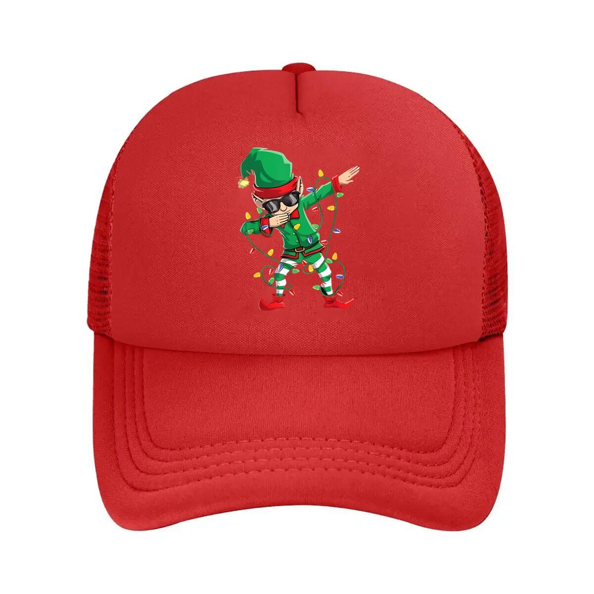 “Christmas Elf Holiday, Fun Design” Mesh Baseball Cap One Size