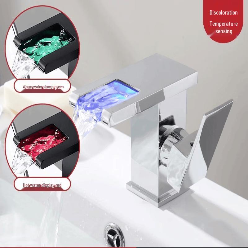 TLXT Color-Changing Temperature Control Waterfall Basin Faucet