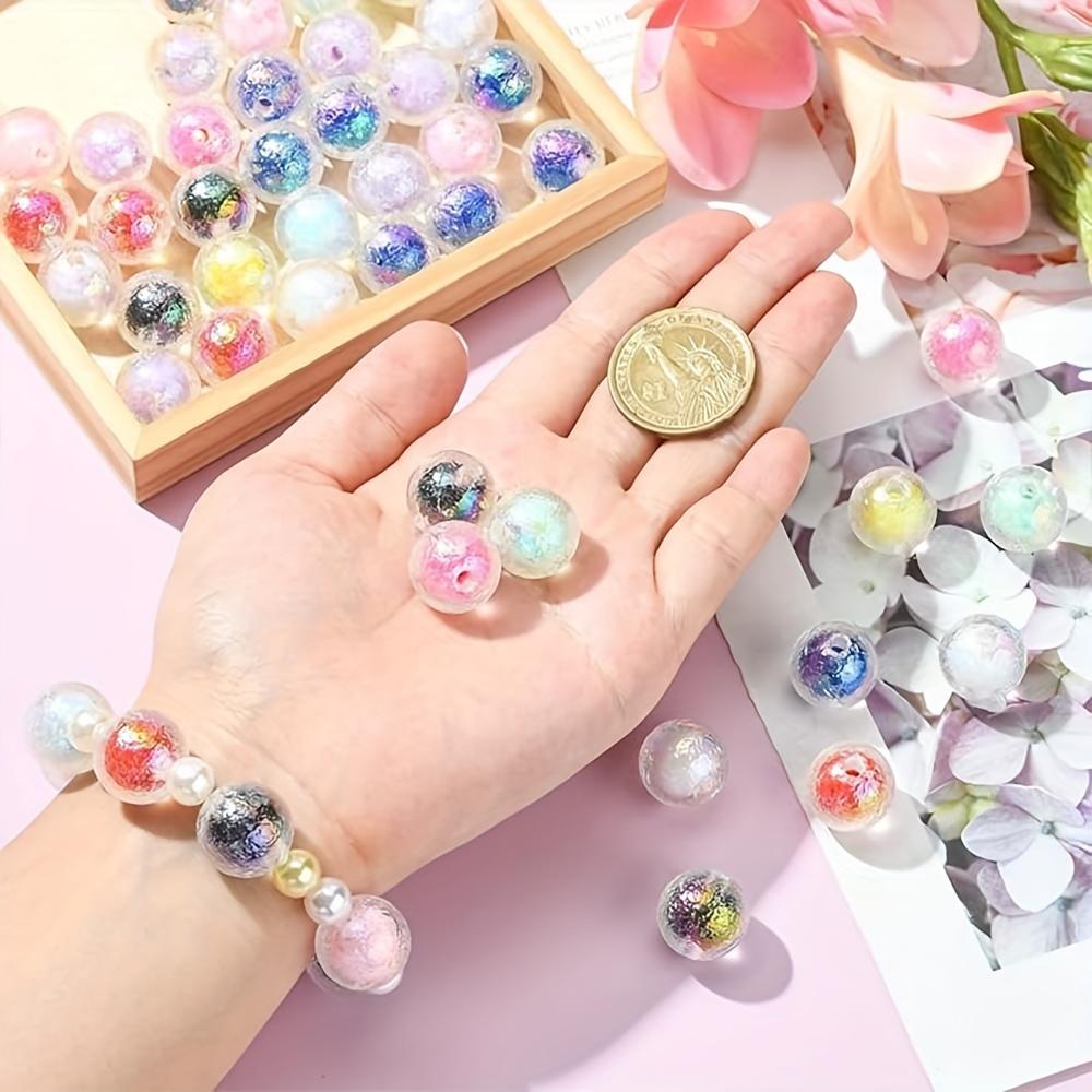 5/10/20pcs Sweet Candy Color Summer Fashion Colorful Rainbow Color Plated Glacier Beads Acrylic Through Hole Round Beads DIY Phone Chain