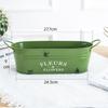 Retro Ellipse Iron Flower Pot with Handles Farmhouse Style Metal Planter for Succulents Desktop & Balcony Decor
