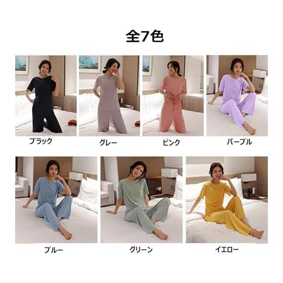 [WKYHLGKL] Women's pajamas, summer, short sleeves, 3-piece set, loungewear, top and bottom set, cool, breathable, loose, skin-friendly, short sleeves