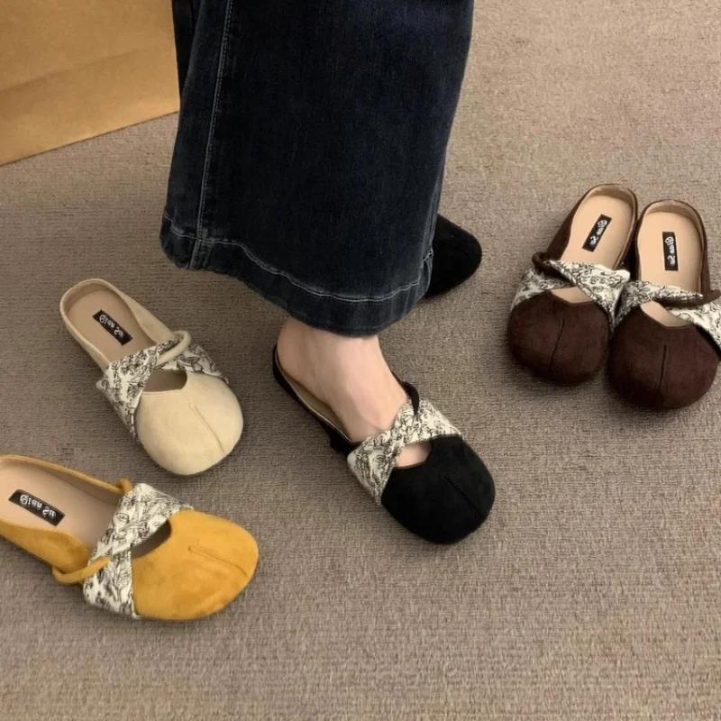 Mode Hausschuhe Damen Sommerschuhe Slipper Zehenbedeckt Pantoffeln Pantoletten Weich 2025 Flach Flache Schuhe Damen Damenhausschuhe Outdoor Pantoletten Lo