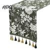 Soft Fabric Table Runner Floral Jacquard Runner Flower Bird Leaf Vintage Elegant