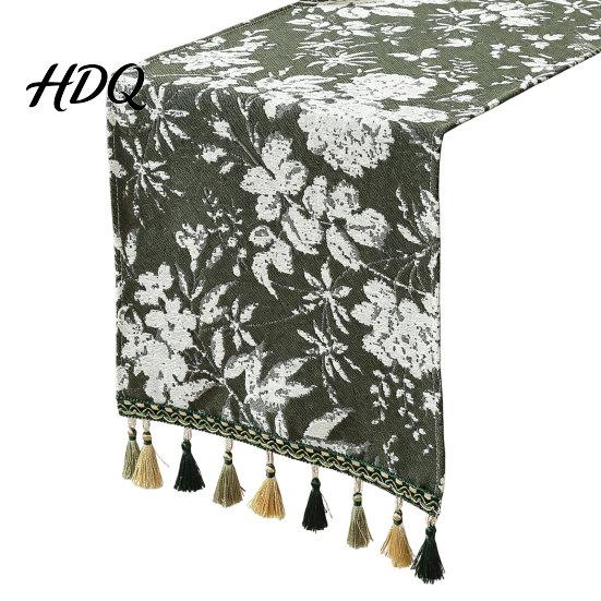Soft Fabric Table Runner Floral Jacquard Runner Flower Bird Leaf Vintage Elegant