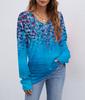 Europe, America wish Amazon independent station autumn and winter new V-neck printing long-sleeved women's T-shirt top