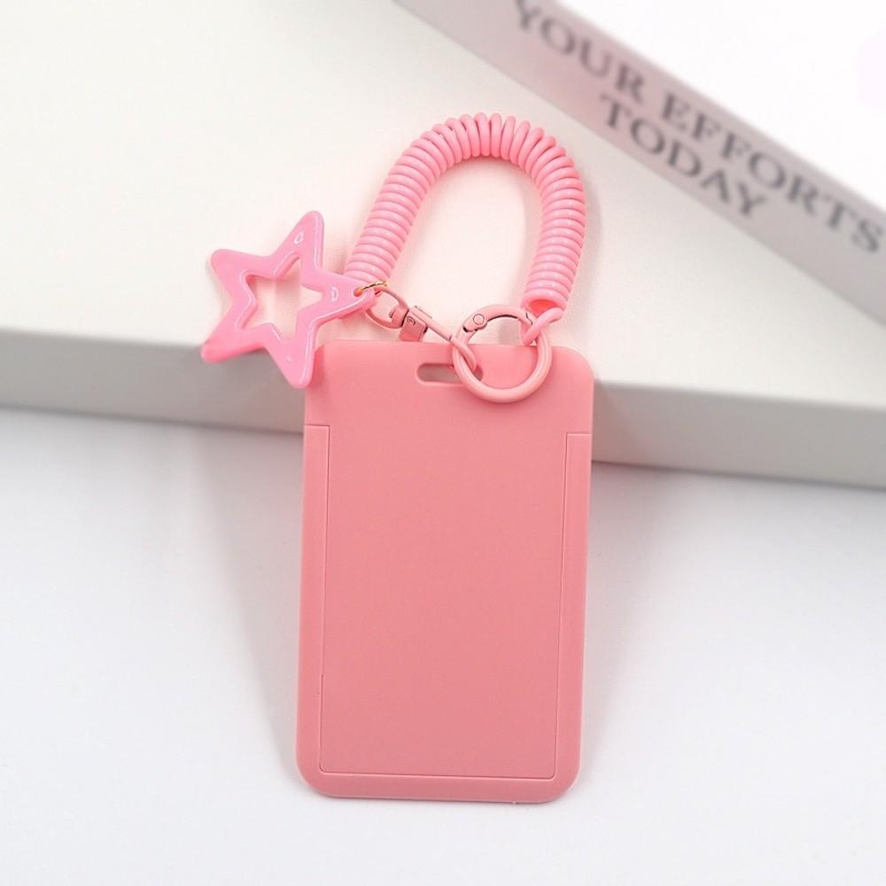 Colorful Kpop Photocard Holder Retractable Plastic Photo Display Holder Spring Lanyard with Star Keychain