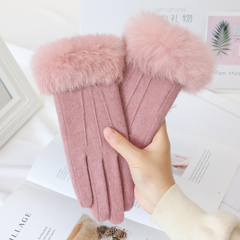 Winter Women's Wool Touch Screen Outdoor Sports Shopping Cycling Daily Use Warm  Gloves