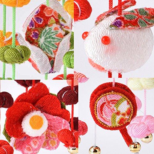 Takagi Textile Panami Chirimen Miniature Umbrella Hanging Doll Making Kit, Five-Piece Decoration, Red Series LH425