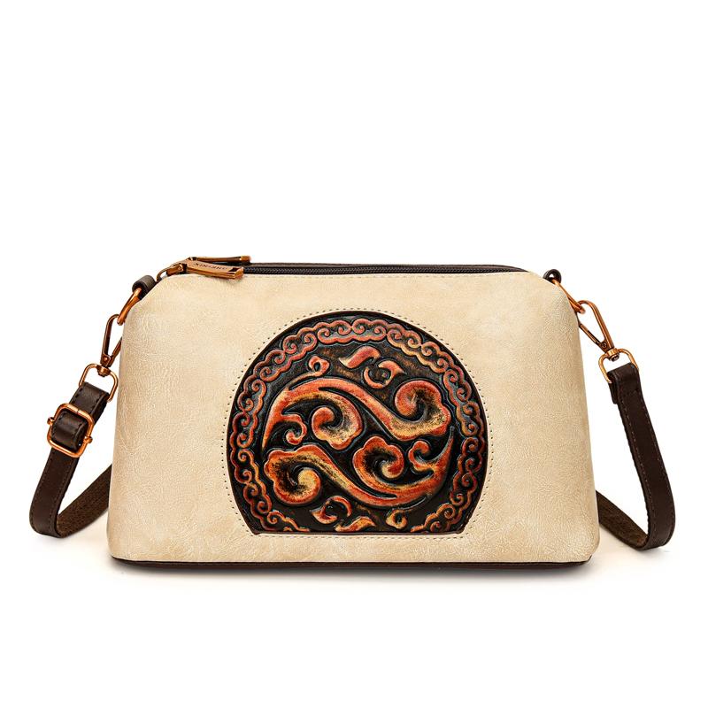 

Повседневная женская сумка из мягкой кожи, на плечо, кроссбоди, для женщин, 2025, новая модная сумка-мессенджер с принтом, женская сумка-тоут бежевый