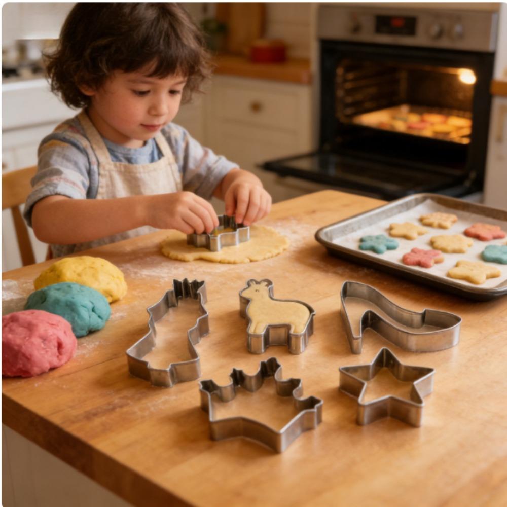 Edelstahl Weihnachtskeks Ausstecher Set 5-teilig für DIY Backen Kuchen Fondant Zucker Kunst Keks Dekoration Werkzeuge