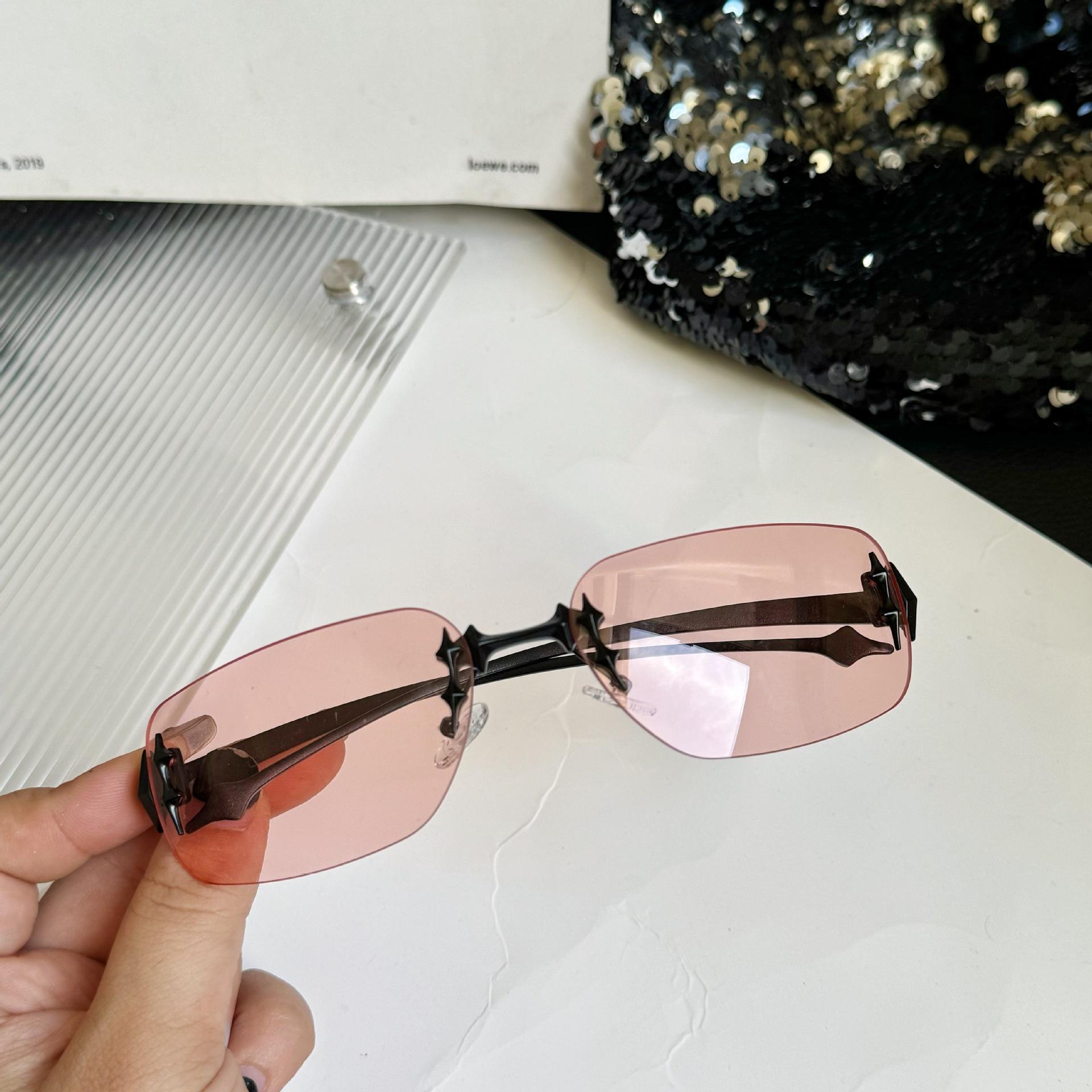 

Vintage Rimless Square Sunglasses Women For Men Luxury Brand Designer Sun Glasses Punk Popular Hip Hop Rivet Star Shades Uv