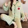 Roter gepunkteter Pyjama Damen High-End Frühling und Herbst Cartoon Muschel bestickter Rand Langarm Loungewear Set