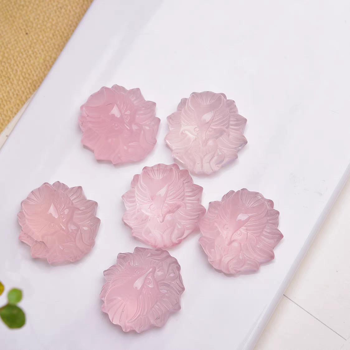 

Pink Crystal Nine-Tailed Fox Pendant Necklace - Rose Quartz Women s Jewelry Approx. 33mm