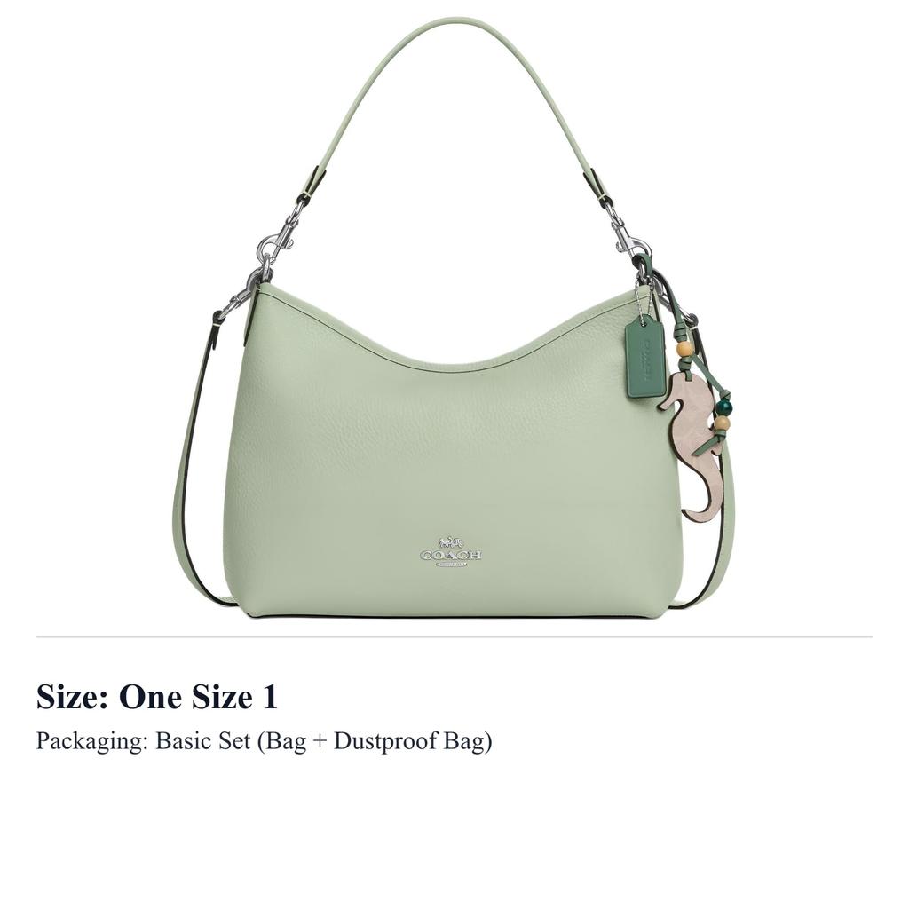 Coach Laurel Soft Litchi Grain Leather With Print Coated Canvas Shoulder Bag Large Women's Green CBH82-SVY6O