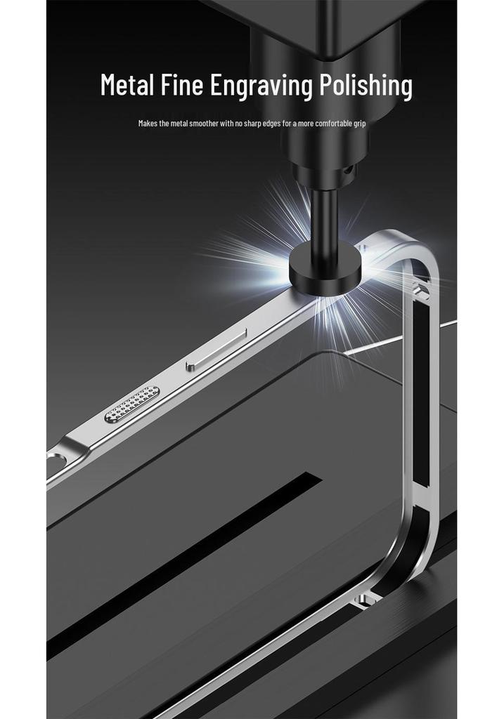 iPhone 15 Pro Aluminum Alloy Heat Dissipation Bumper Case with Seahorse Buckle