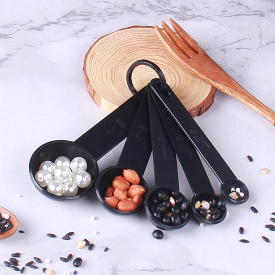 10pcs Black 15-250ml Volumetric Measuring Cup&Spoon Household Kitchen Seasoning Measuring Spoon with Scale Refined Cooking Acces