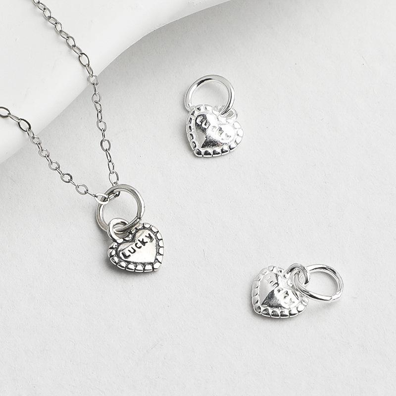 S925 Sterling Silver Heart Pendant Crystal Bracelet/Necklace DIY Charm