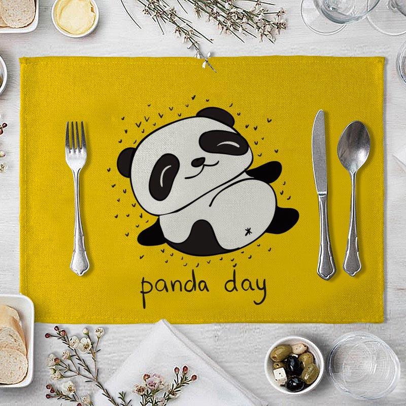 Cotton Linen Fabric Table Mats Children's Cute Animal Style Pattern 01 Placemat Family Dinner Tableware Kitchen Table Mat