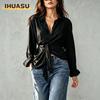IHUASU Kadın Moda Günlük POLO Yaka Uzun Kollu Bluzlar & Gömlekler