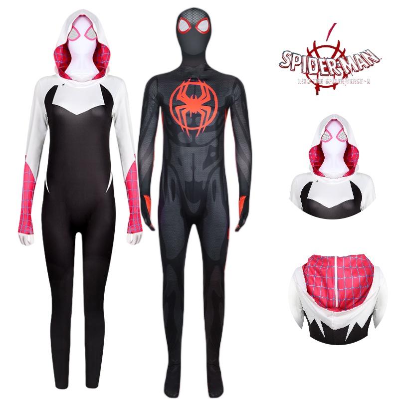 2023 Spider-man Miles Gwen Cosplay Costume Women's Spider-man Jumpsuit Milk Silk Fabric