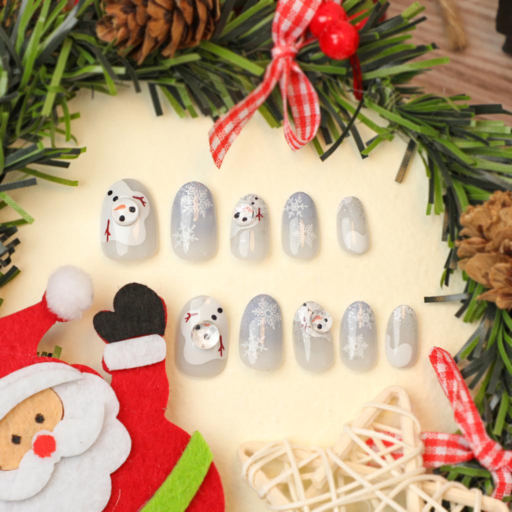2025 Hot Sale Wear Nail Nail Stickers Premium Christmas Snowflake Nail Art Fake Nail Nail Art Products Finished Products