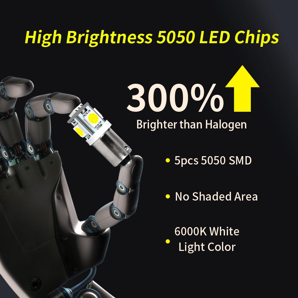 2/10 Pieces BA9S 180 Degree T4W H5W 5050 Grade A LED Chips 5SMD Bulbs for Car Backup Reverse Door Dome Turn Signal Reading Bulbs Bulbs 7