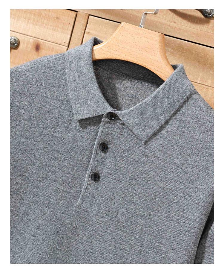 Men's Casual Polo Collar Knitwear: Spring/Summer Solid Color Short Sleeve Pullover