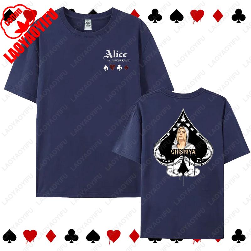 Alice in Borderland Cards Game Tops Anime Peripherals Suitable Enthusiast Unisex Tshirt Suitable Summer Women Men Cotton Tees