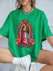 Our Lady Of Guadalupe Prints Short Sleeve T-Shirts Women Polyester Summer Tee Shirts Comfortable Soft O-Neck Tops Sporty Clothes