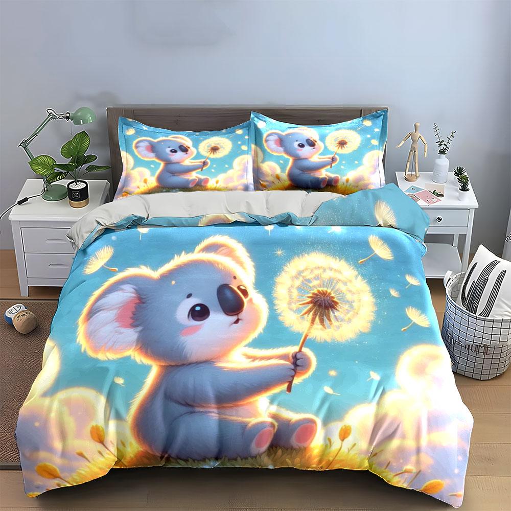 Adorable Koala Dreamy Decor Set Kid'S And Adults' Bedroom Decor, Exquisite Three-Piece Bedding Set Gift