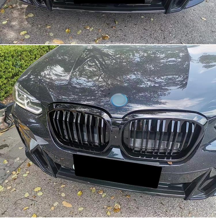 22 BMW iX3 Double-Line Bright Black Carbon Fiber Front Grille Replacement - No Polishing Needed