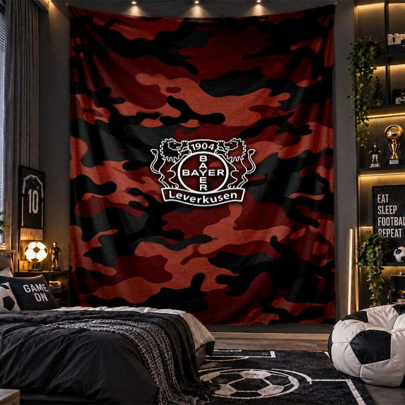Wall Hanging Tapestry Bayer Leverkusen Football Print Cloth for Living Room Bedroom Home Decor