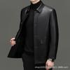 New Autumn and Winter Genuine Leather Jackets Men's Mid-Length Lapel Middle-aged and Old Men's Leather Jackets Dad's Jackets