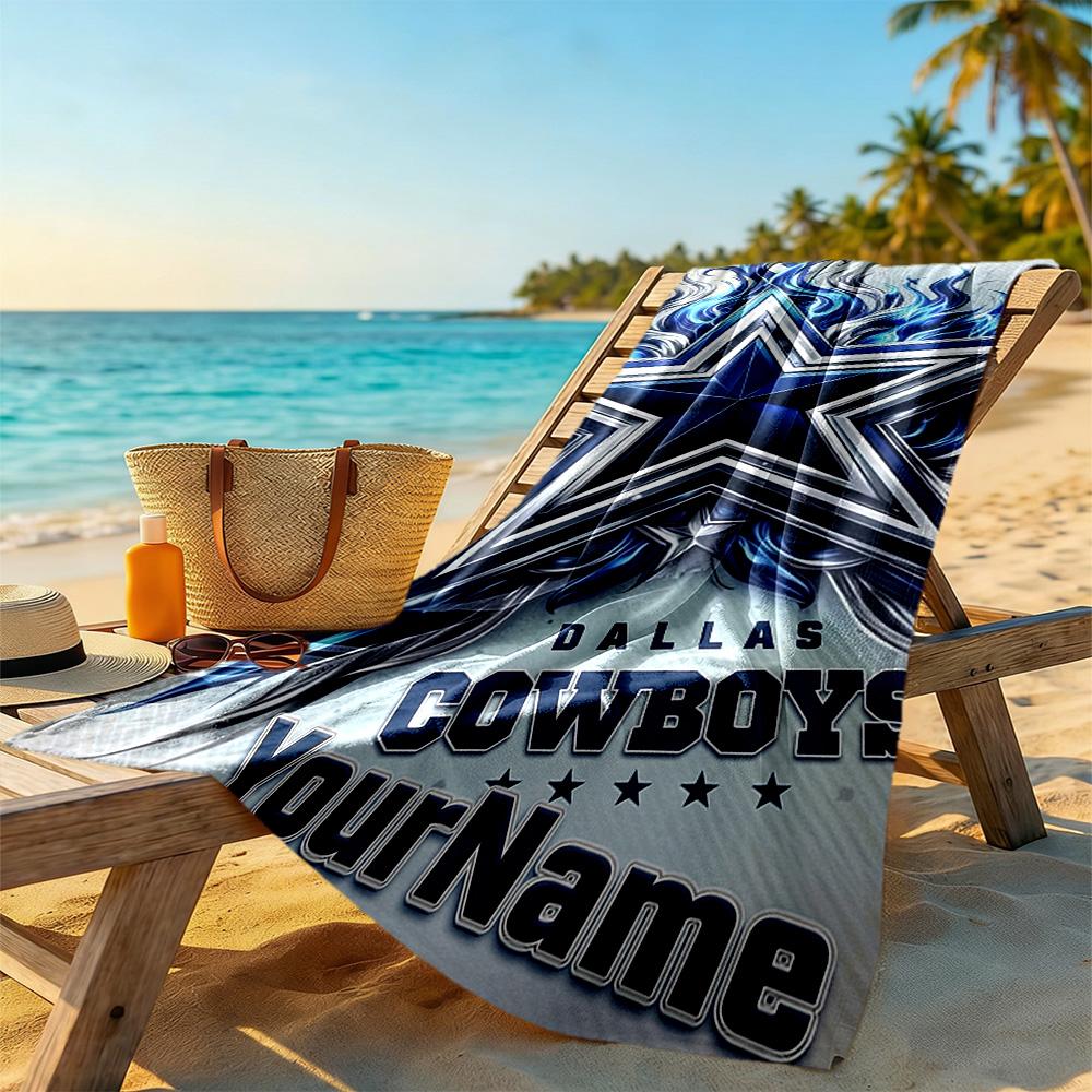 Dallas Customize Text Beach Towel Super Soft & Absorbent Ideal for Travel Outdoor Swim Pool Yoga Surf Camping Hiking Gym Gift Holiday