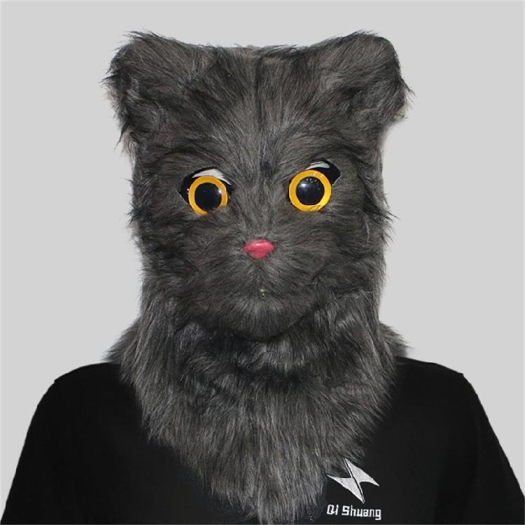 Maschera da Gatto Realistica con Bocca Mobile Maschera Animale con Testa Mobile Costume Cosplay