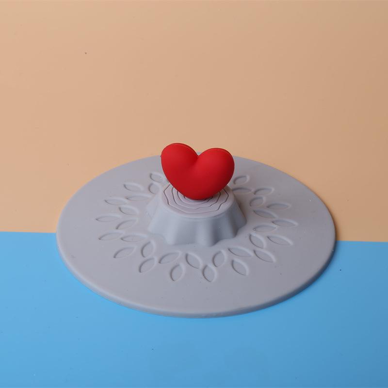 Food-grade Silicone Cup Lid Tree Stump, Red Drop-glued Heart, Various Silicone Cup Lids for Mugs, Dust-proof Home Items