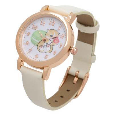 Watch Mofusand Analog Leather Strap Pastel Color Komaru Macaron Watch G White [Fieldwork] Women's MSD005-1