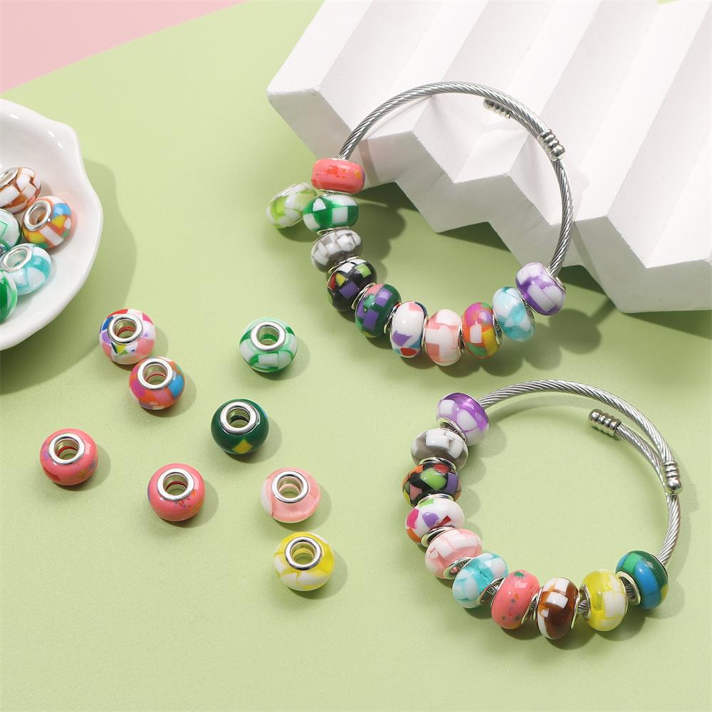 30/50/100pcs Jelly Color Mixed Garden Beads European Craft Beads Large Hole Interval Beads DIY Jewelry Bracelet Necklace Jewelry Making