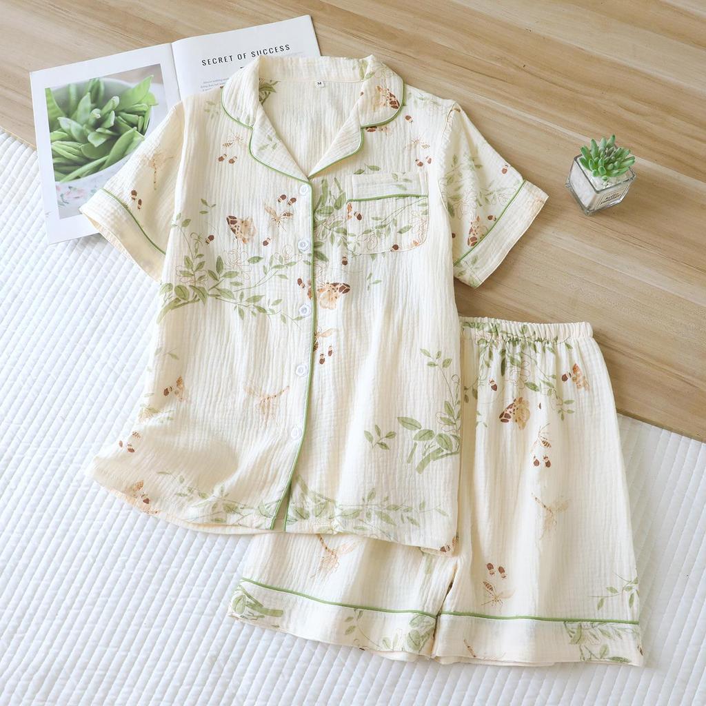 Women's Pure Cotton Summer Pajama Set - Sweet, Breathable, Short Sleeve & Shorts