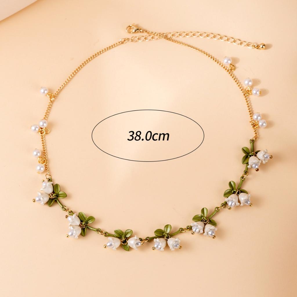 Summer limited small fresh fairy wind simulation three-dimensional lily of the valley versatile necklace