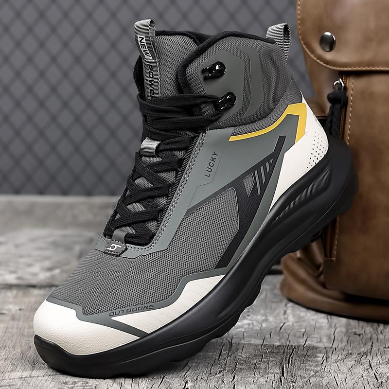 Winter Non-slip Thick-soled High-top Outdoor Hiking Shoes Off-road Running Sports Shoes Hiking Shoes Velvet Warm Men's Cotton Shoes