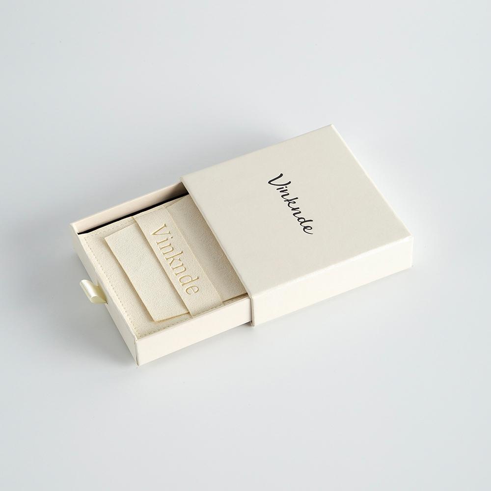 24/50/100Sets Custom Logo 9x9x2.5cm Jewelry Drawer Box 8x8cm Microfiber Strip Bags Can Debossed Logo For Earrings Rings Necklace
