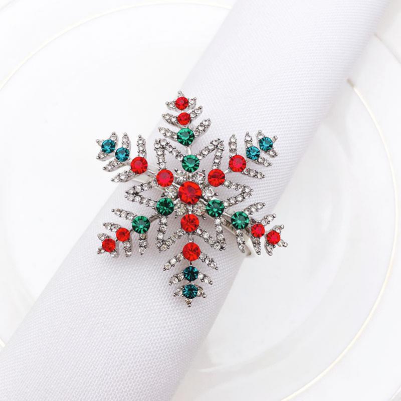 Napkin Tissue Rings Christmas Holder Table Decoration Xmas Metal Snowflake Reindeer Coconut Wedding Banquet Hotel Supplies 2024