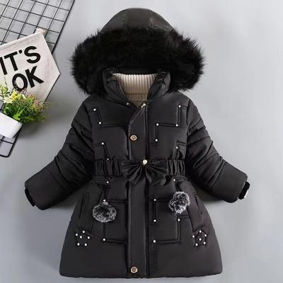 Girls Winter Clothes Plus Velvet Thickened Coat Stylish Middle and Large Children's Medium and Long Little Girl Cotton Jacket Fashionable