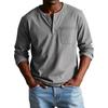 Men's Solid Color Distressed Button Collar Long Sleeve Tops Men's Casual Fashion Tops