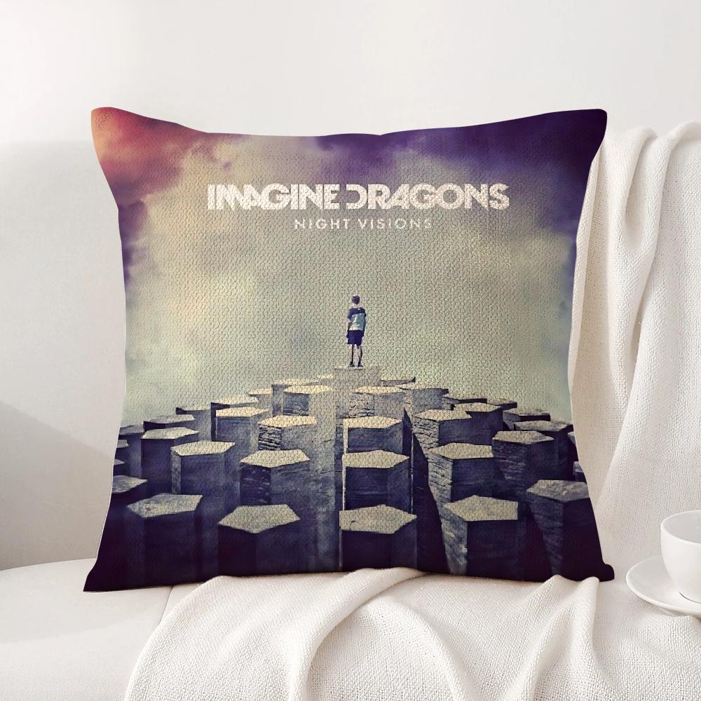 I-Imagine D-Dragons Cushion Cover Summer Coolness Linen Fabric Double-Sided Printing Pillow Case Sofa Home Decor Gift